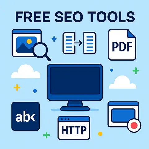 Seven free SEO tools represented by icons